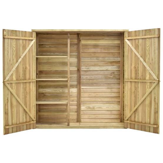 Abri de jardin cabane cabanon maison de stockage remise extérieur hangar outils robuste 163 x 50 x 171 cm Pinède imprégnée marron - Image 3