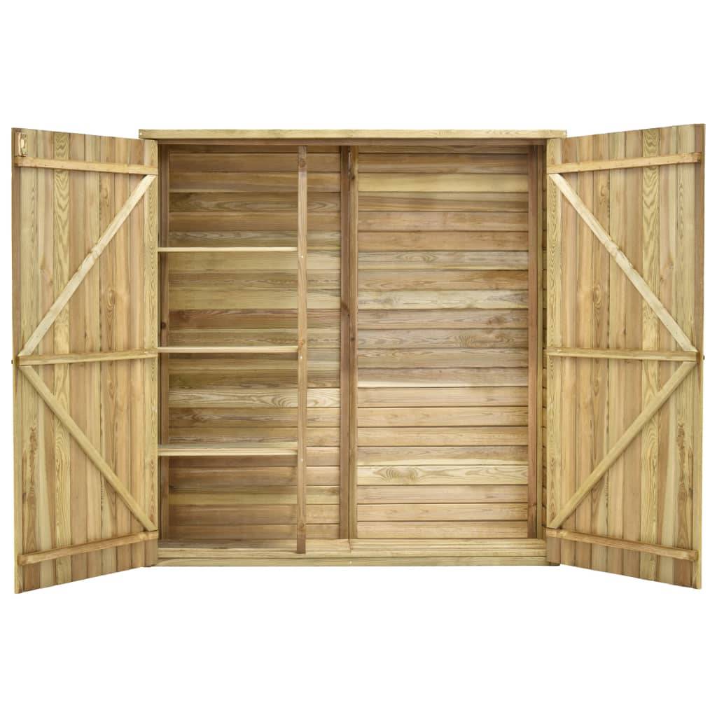 Abri de jardin cabane cabanon maison de stockage remise extérieur hangar outils robuste 163 x 50 x 171 cm Pinède imprégnée marron - Image 3