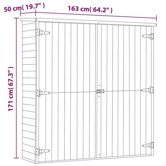Abri de jardin cabane cabanon maison de stockage remise extérieur hangar outils robuste 163 x 50 x 171 cm Pinède imprégnée marron - Image 7