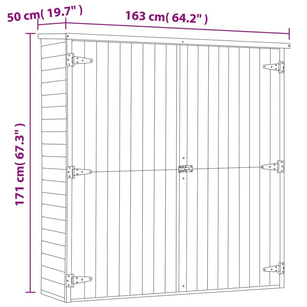 Abri de jardin cabane cabanon maison de stockage remise extérieur hangar outils robuste 163 x 50 x 171 cm Pinède imprégnée marron - Image 7