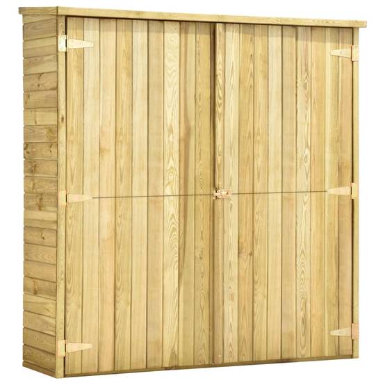 Abri de jardin cabane cabanon maison de stockage remise extérieur hangar outils robuste 163 x 50 x 171 cm Pinède imprégnée marron - Image 1