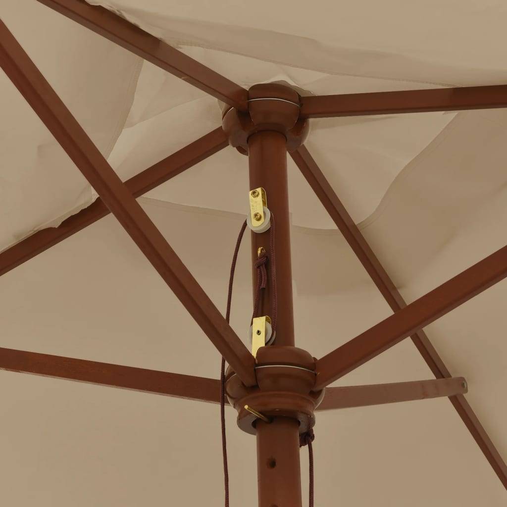 Helloshop26 - Parasol mobilier de jardin avec mât en bois 198 x 198 x 231 cm taupe - Imagen 4