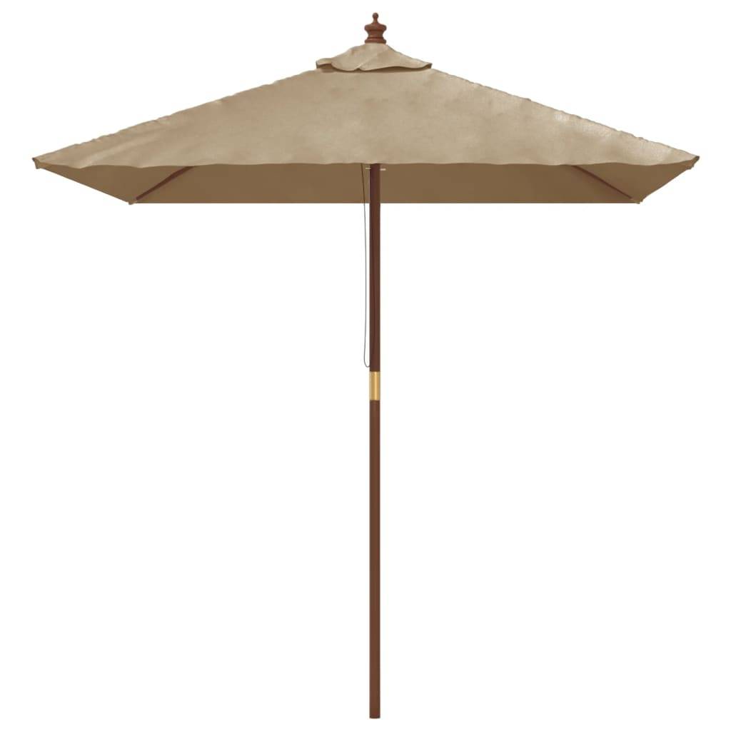 Helloshop26 - Parasol mobilier de jardin avec mât en bois 198 x 198 x 231 cm taupe - Imagen 2