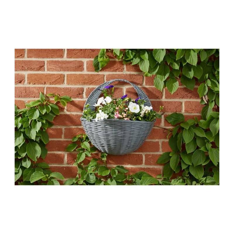 Smart Garden - Panier Mural - Faux Rotin - Gris - 41 Cm - Smart Garden - Imagen 2