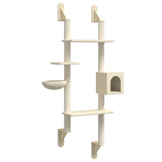 Arbre à chat mural - Arbre à grimper pour chat - Tour à chat avec griffoir crème 180 cm - Image 1