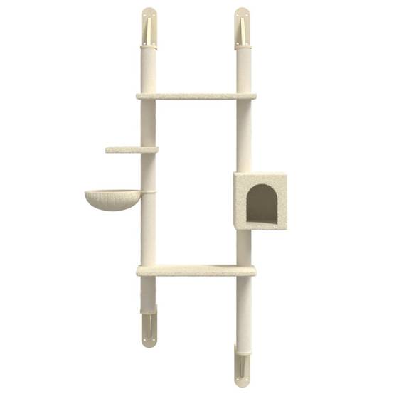 Arbre à chat mural - Arbre à grimper pour chat - Tour à chat avec griffoir crème 180 cm - Image 4