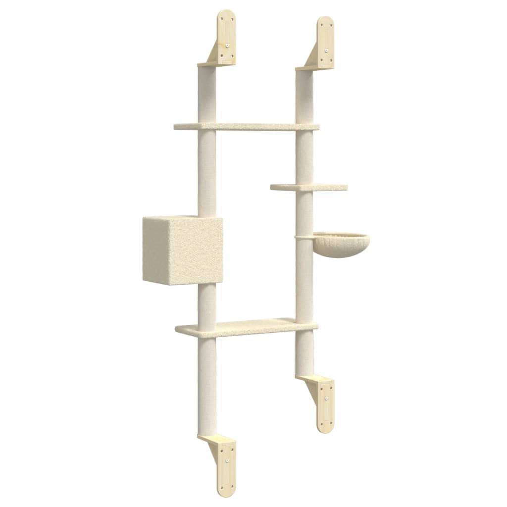 Arbre à chat mural - Arbre à grimper pour chat - Tour à chat avec griffoir crème 180 cm - Image 6