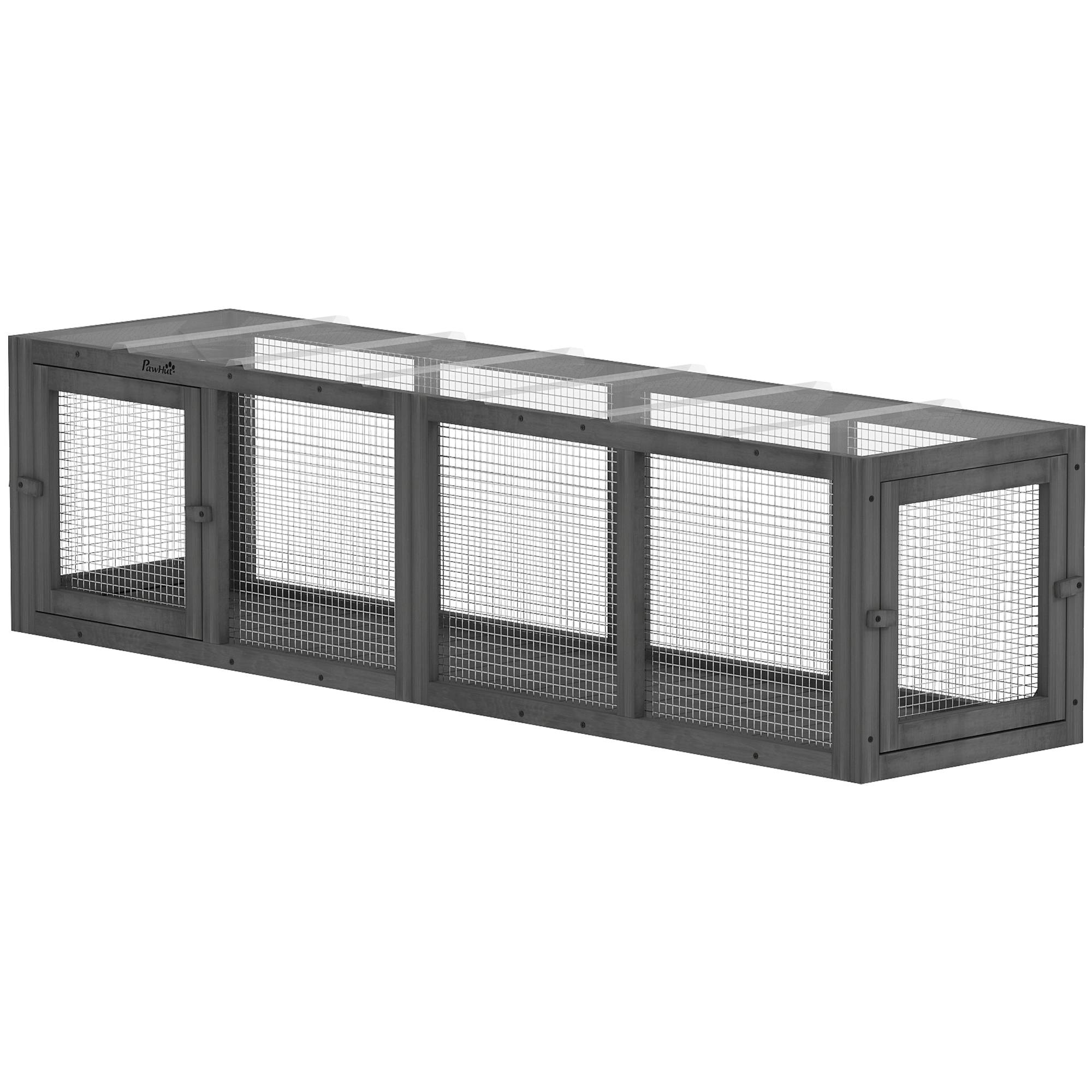 ComfortXL - Tunnel pour chat extérieur en sapin gris 151,5 x 38,5 x 40 cm modulable avec 3 portes pour chats jusqu’à 10 kg - Image 2