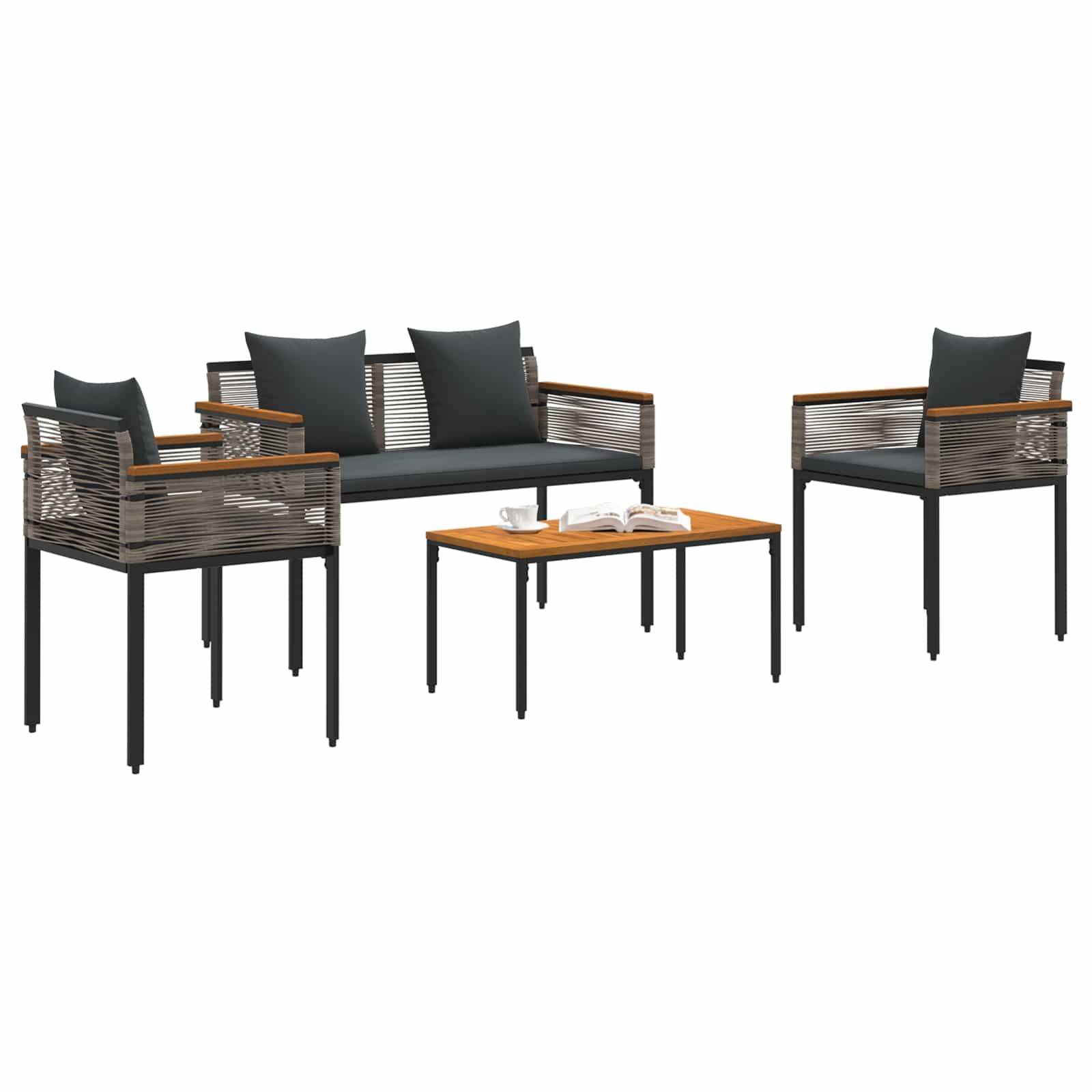 Ensemble de meubles d'extérieur 4 pcs | Mobilier d'extérieur Gris et Gris foncé Maison Chic - Image 3