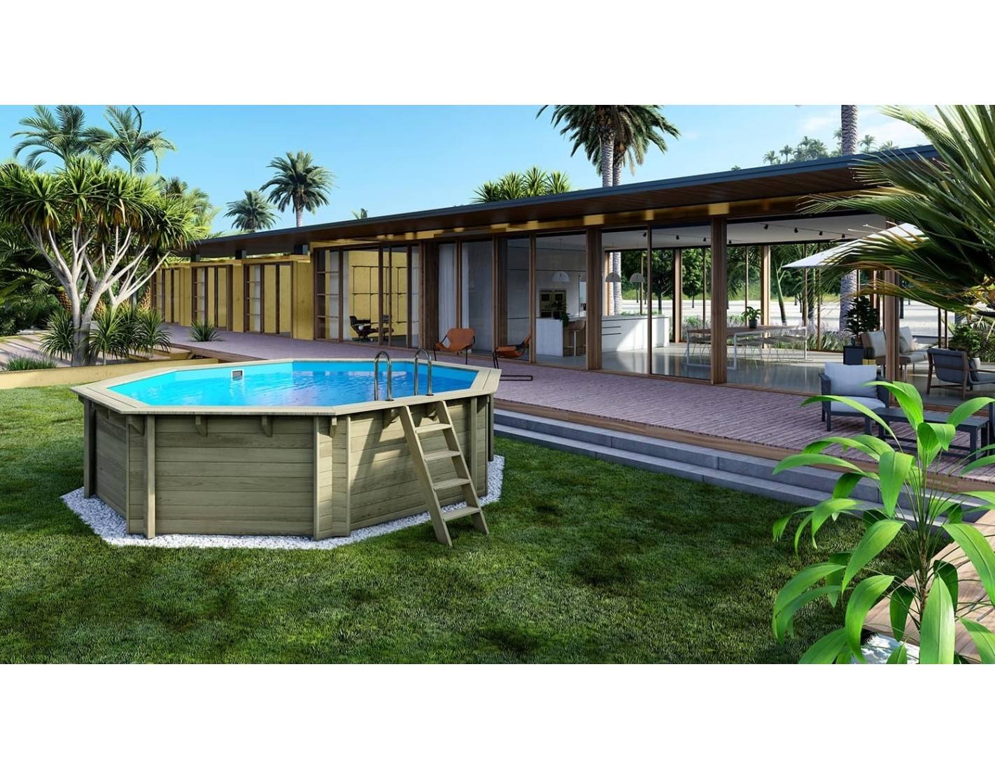 Altanka - Piscine en bois 4.71x4.72 - H.1.2 m autoportante - BAS753OSP+SZA7 - Imagen 1
