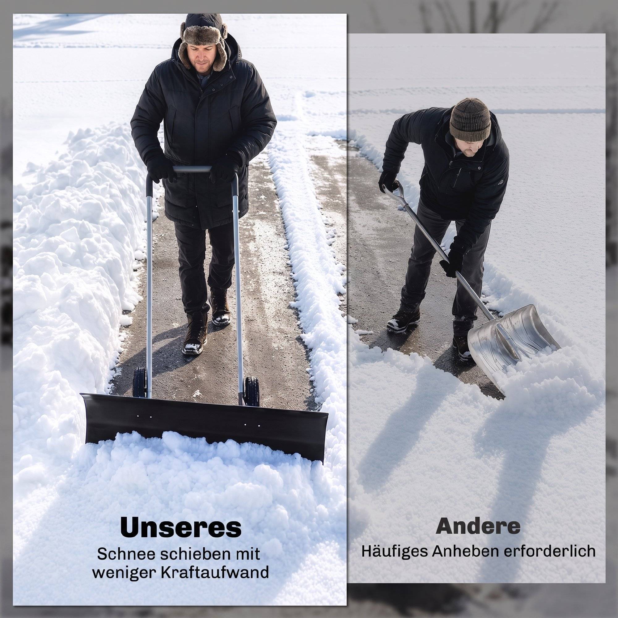 ComfortXL - Pousse-neige aluminium noir lame 95 cm avec roues poignée réglable pour allées déneigement confortable - Image 7