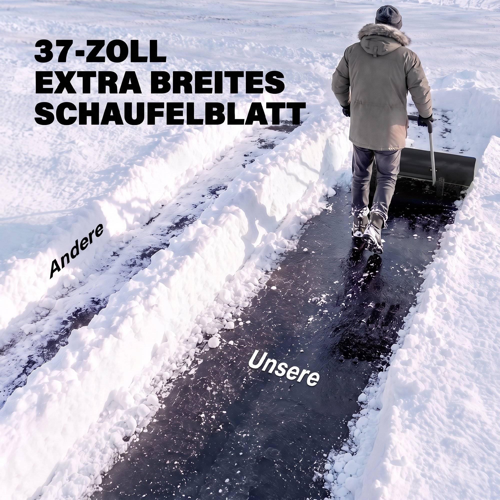 ComfortXL - Pousse-neige aluminium noir lame 95 cm avec roues poignée réglable pour allées déneigement confortable - Image 5