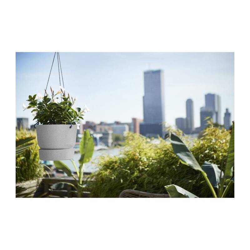 Elho - Elho Pot De Fleurs A Suspendre Greenville 24 - Exterieur - O 23,9 X H 20,3 Cm - Gris Beton Vivant - Imagen 4