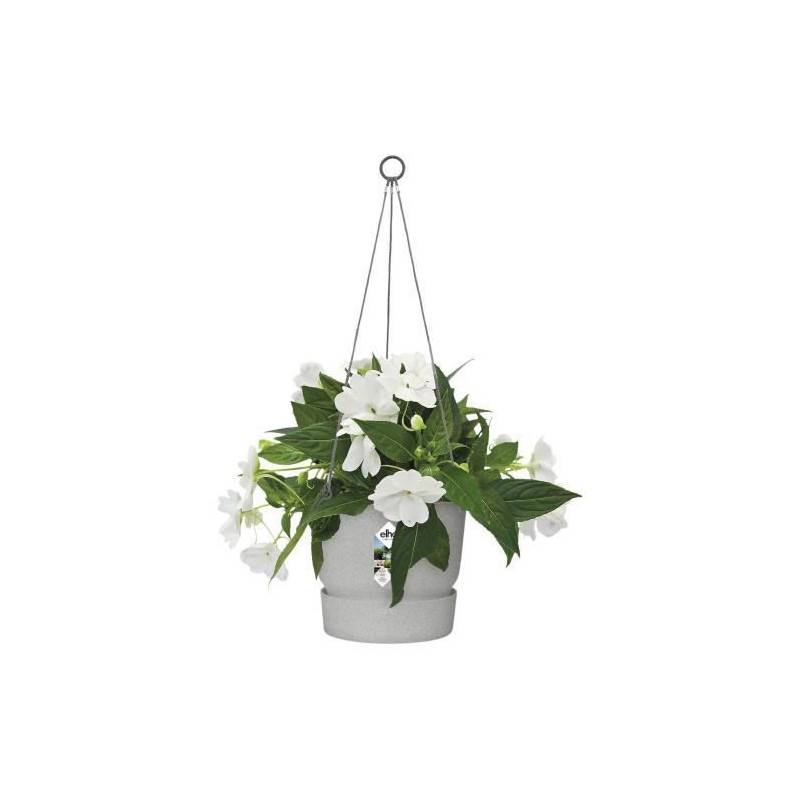 Elho - Elho Pot De Fleurs A Suspendre Greenville 24 - Exterieur - O 23,9 X H 20,3 Cm - Gris Beton Vivant - Imagen 3