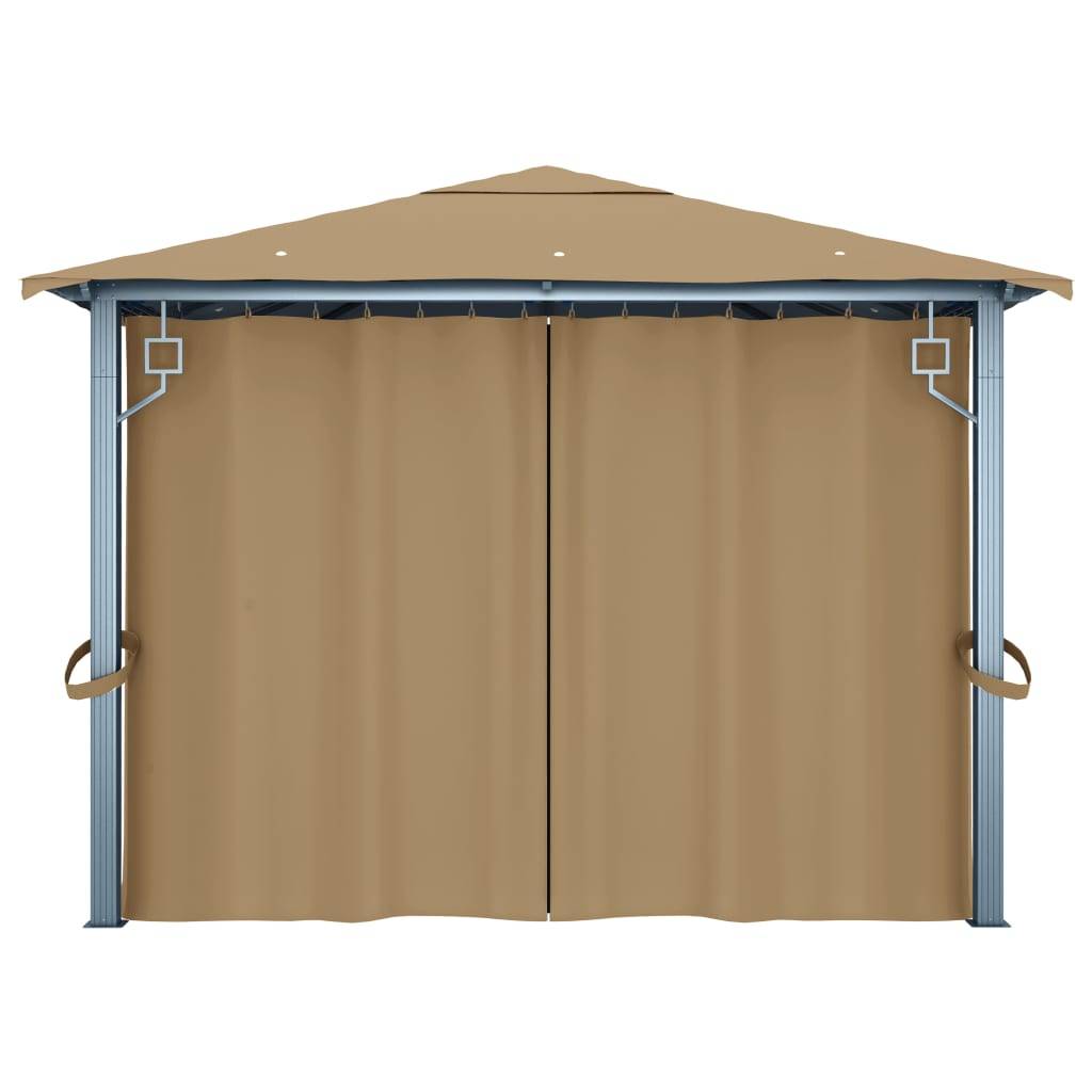Pavillon de Jardin Aluminium avec Rideaux et Moustiquaires Tonnelle pour Fête Taupe 4x3 m – ComfortXL Outdoor Living - Image 7