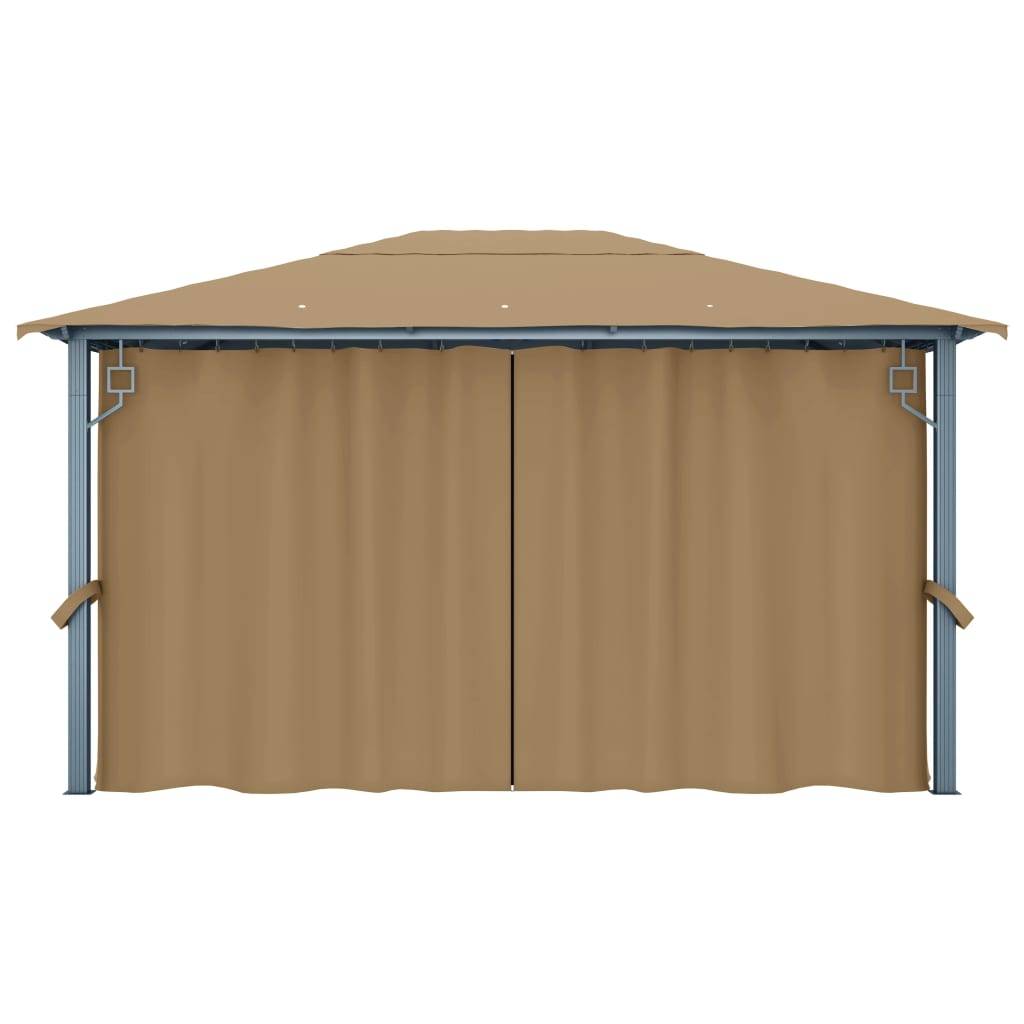 Pavillon de Jardin Aluminium avec Rideaux et Moustiquaires Tonnelle pour Fête Taupe 4x3 m – ComfortXL Outdoor Living - Image 6
