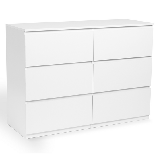 Commode 6 tiroirs TOMI 110 cm bois blanc - Image 2