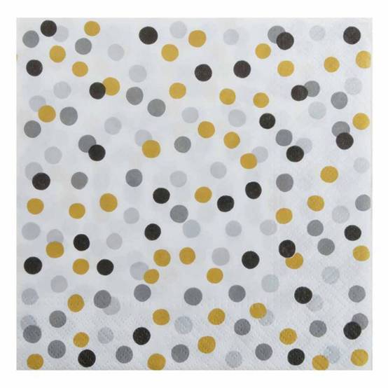 Lot de 20 Serviettes en Papier "Confettis" 33x33cm Multicolore