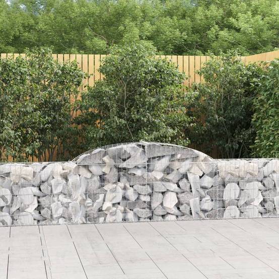 ComfortXL - Gabion Arqué Fer Galvanisé Mur Soutènement Jardin 11pcs 300x30x60/80cm - ComfortXL Outdoor Living - Image 1