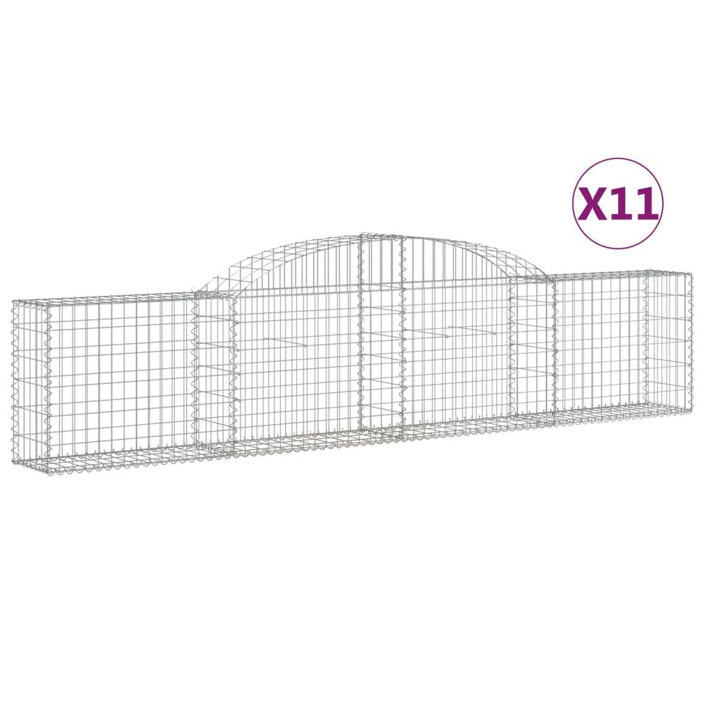 ComfortXL - Gabion Arqué Fer Galvanisé Mur Soutènement Jardin 11pcs 300x30x60/80cm - ComfortXL Outdoor Living - Image 2
