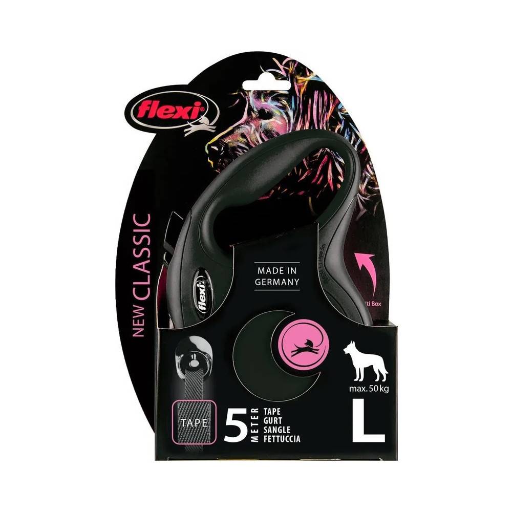 Flexi - Flexi - Laisse sangle 5 mètres L Max 50 KG noir laisse pour chien - Imagen 2