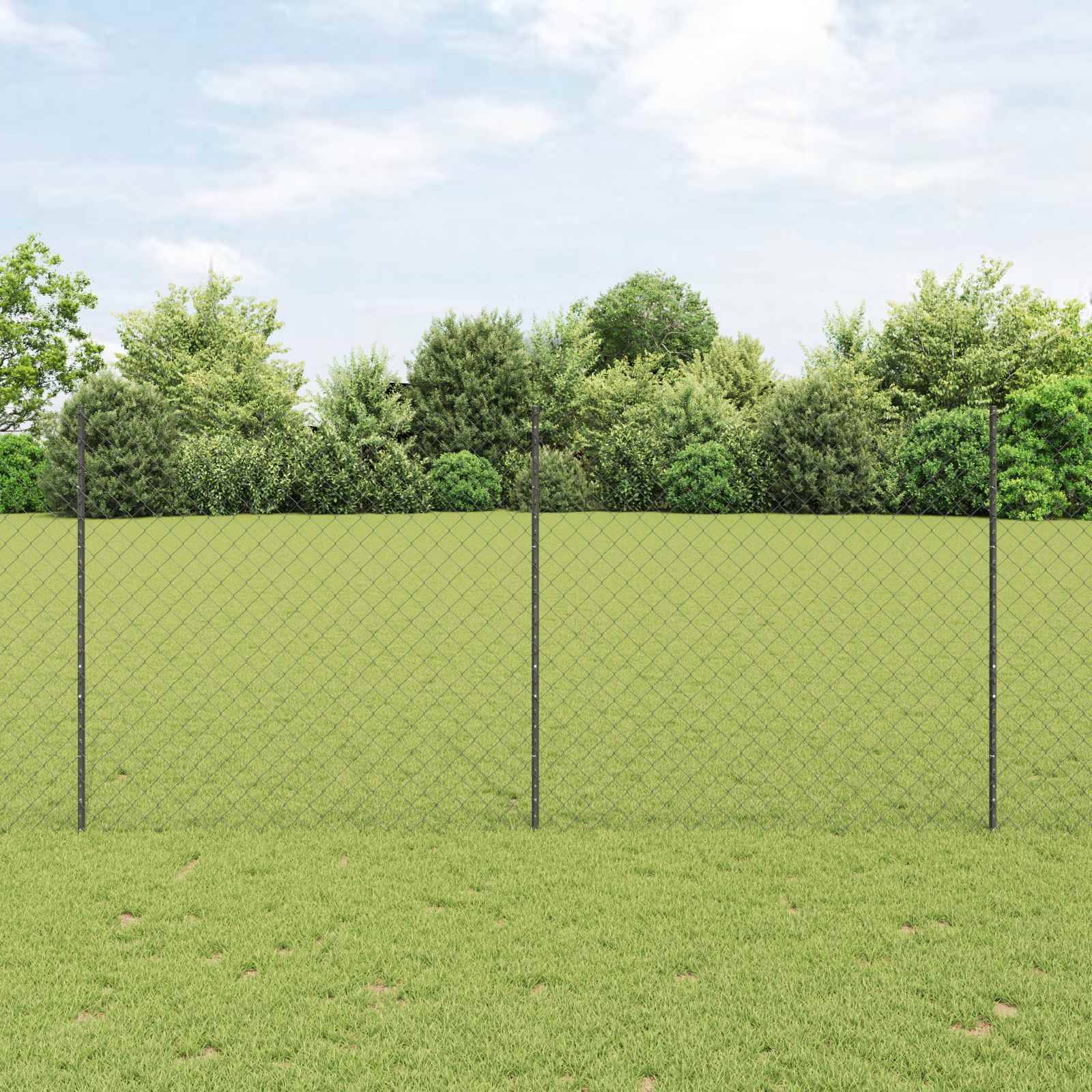 Clôture avec poteau gris acier et PVC 2500 x 2,7 x 140 cm - PANGIVO
