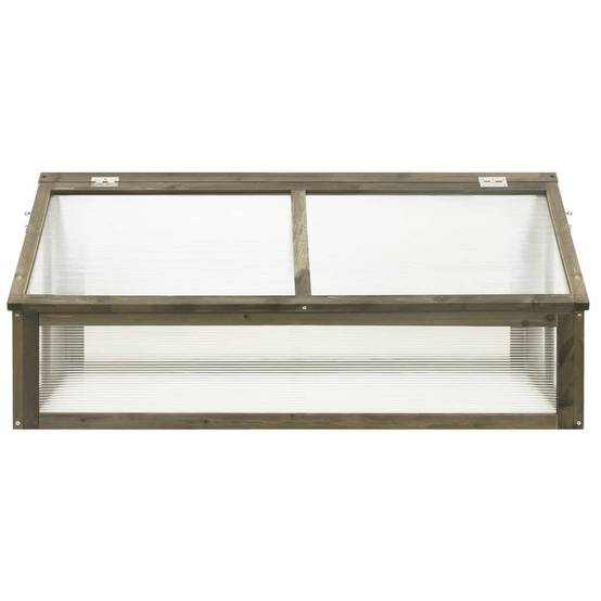 Serre Châssis Bois Sapin Massif Jardin Protection Semis 114x80x50cm Gris - ComfortXL Outdoor Living - Image 3