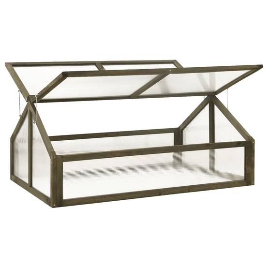 Serre Châssis Bois Sapin Massif Jardin Protection Semis 114x80x50cm Gris - ComfortXL Outdoor Living - Image 2