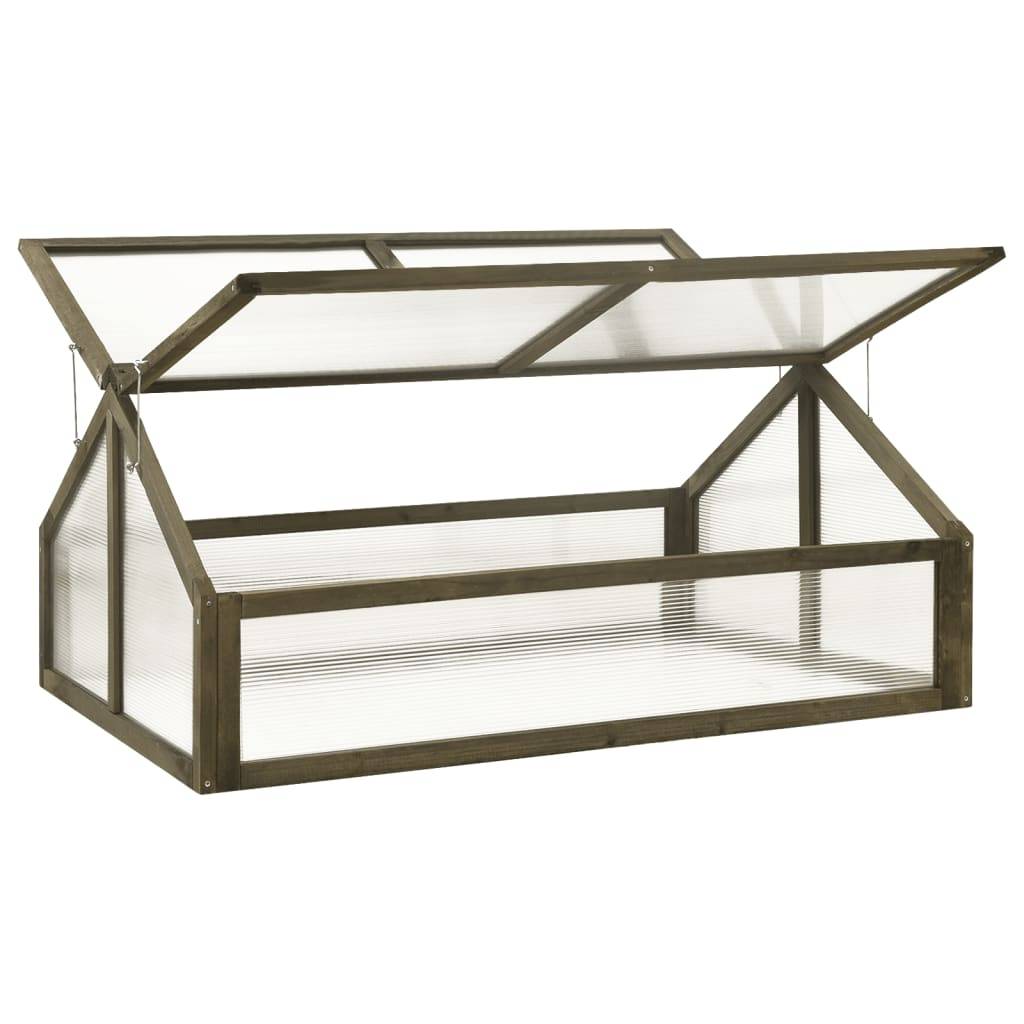 Serre Châssis Bois Sapin Massif Jardin Protection Semis 114x80x50cm Gris - ComfortXL Outdoor Living - Image 2
