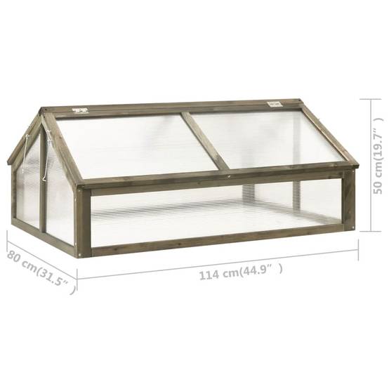 Serre Châssis Bois Sapin Massif Jardin Protection Semis 114x80x50cm Gris - ComfortXL Outdoor Living - Image 7