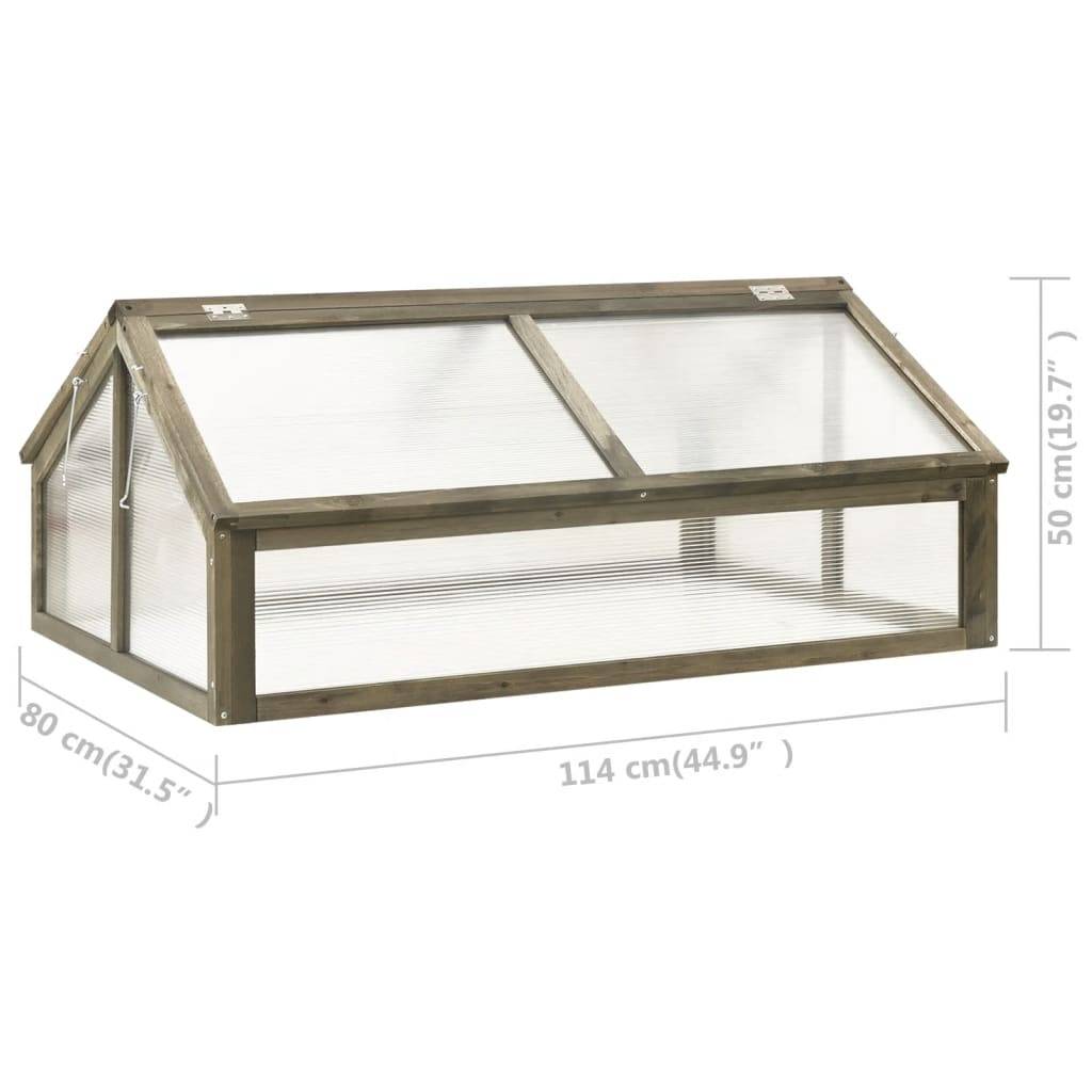 Serre Châssis Bois Sapin Massif Jardin Protection Semis 114x80x50cm Gris - ComfortXL Outdoor Living - Image 7