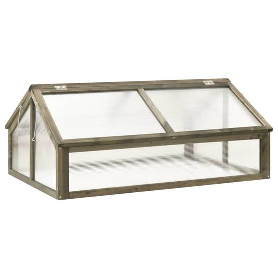 Serre Châssis Bois Sapin Massif Jardin Protection Semis 114x80x50cm Gris - ComfortXL Outdoor Living - Image 1