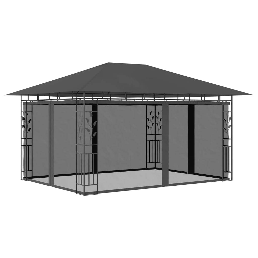 ComfortXL - Tonnelle de Terrasse 4x3m Acier avec Moustiquaire Toile Polyester Anti-UV Anthracite – ComfortXL Outdoor Living - Image 1