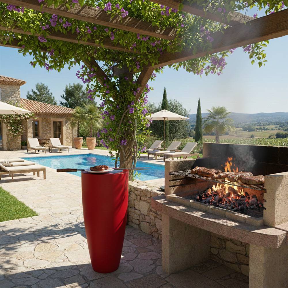 Pot conique 3-en-1 table inox : jardinière, mange-debout et bac à glaçons - plast'up rotomoulage - Imagen 2