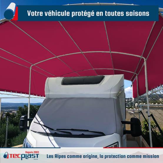 Bâche pour Carport 3x4 m LP506CP Rouge Bordeaux - Garantie 5 ans - Toile PVC étanche pour abri de voiture TECPLAST - Imagen 2