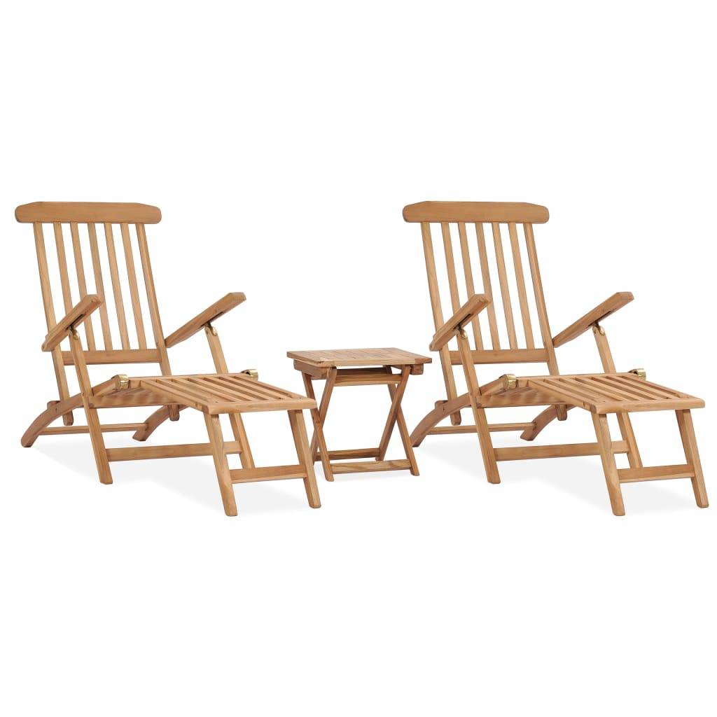 Helloshop26 - Chaises longues de jardin et repose-pied et table bois de teck - Imagen 1