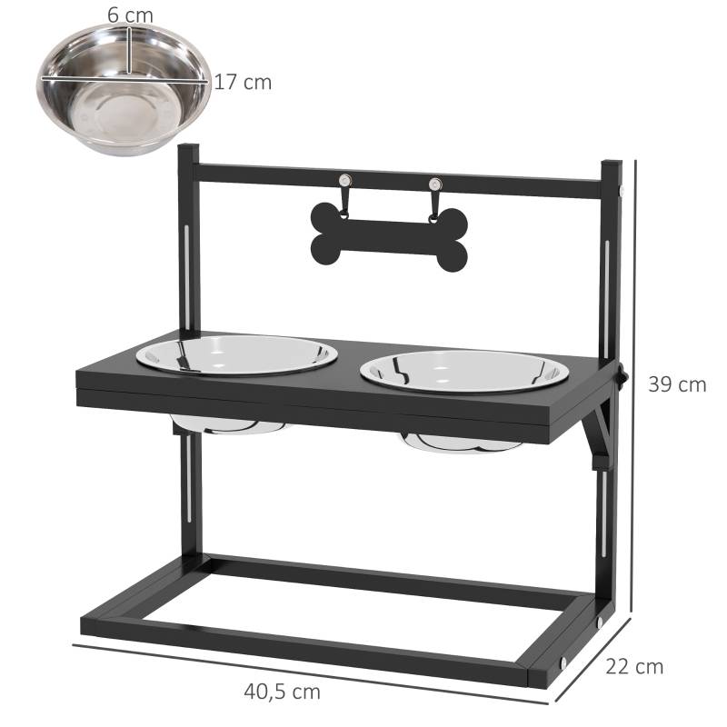 ComfortXL - Support Double Gamelle Surélevée Acier pour Chien Hauteur Réglable 40,5cm Noir - ComfortXL Outdoor Living - Image 3