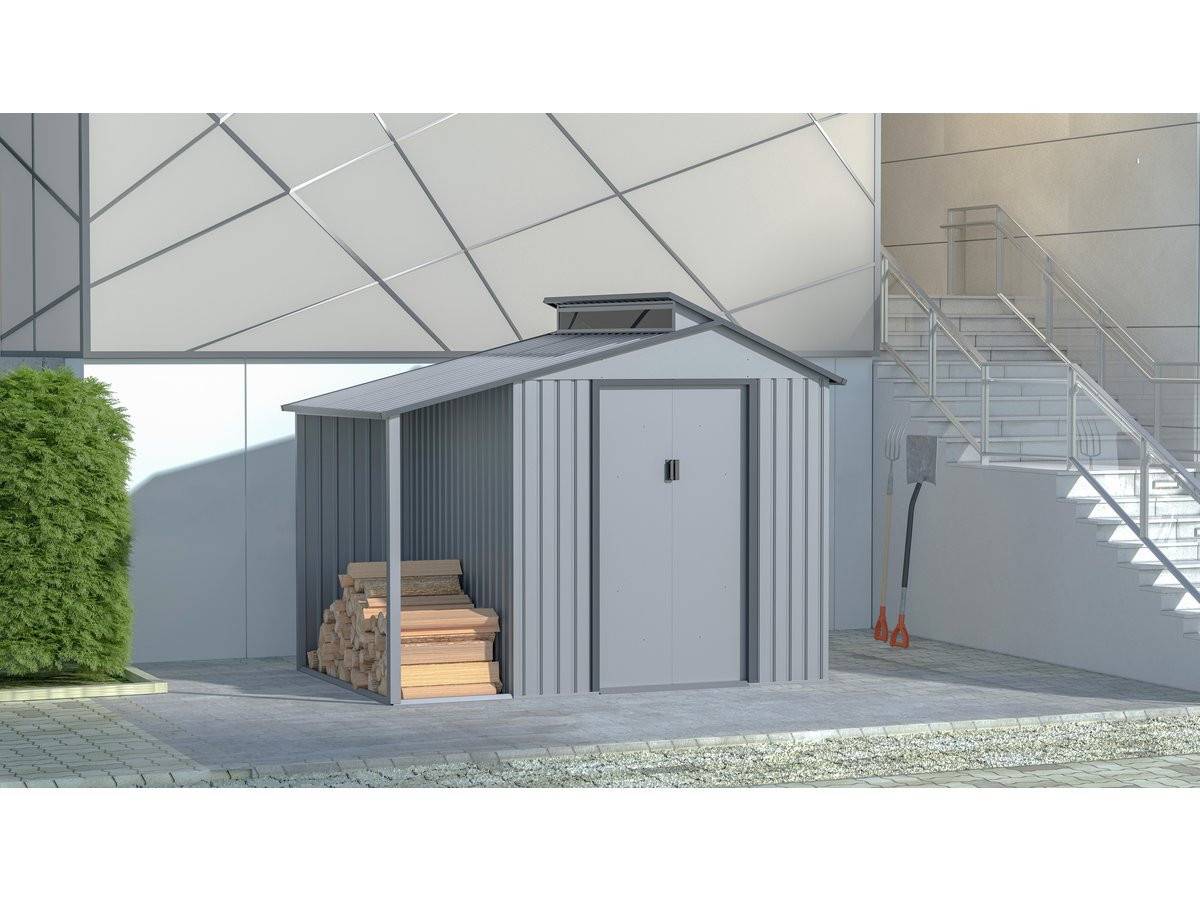 Habitat Et Jardin - Abri De Jardin Métal Avec Pergola "madras" - 5.64 M² - 193 X 292 X 229 Cm - Gris -habitat Et Jardin - Imagen 2