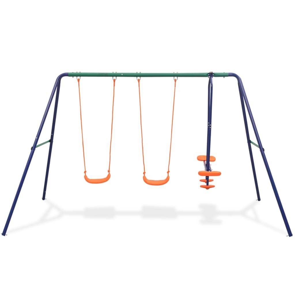 Helloshop26 - Ensemble de balançoires 324 x 155 x 182 cm avec 4 sièges orange - Imagen 2