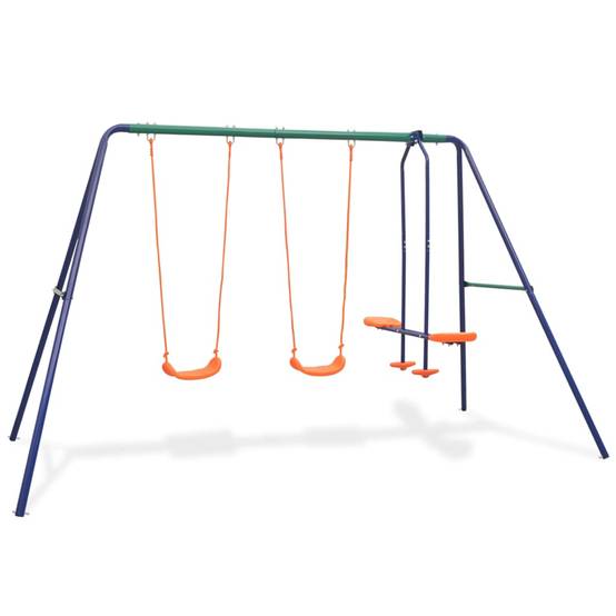 Helloshop26 - Ensemble de balançoires 324 x 155 x 182 cm avec 4 sièges orange - Imagen 1