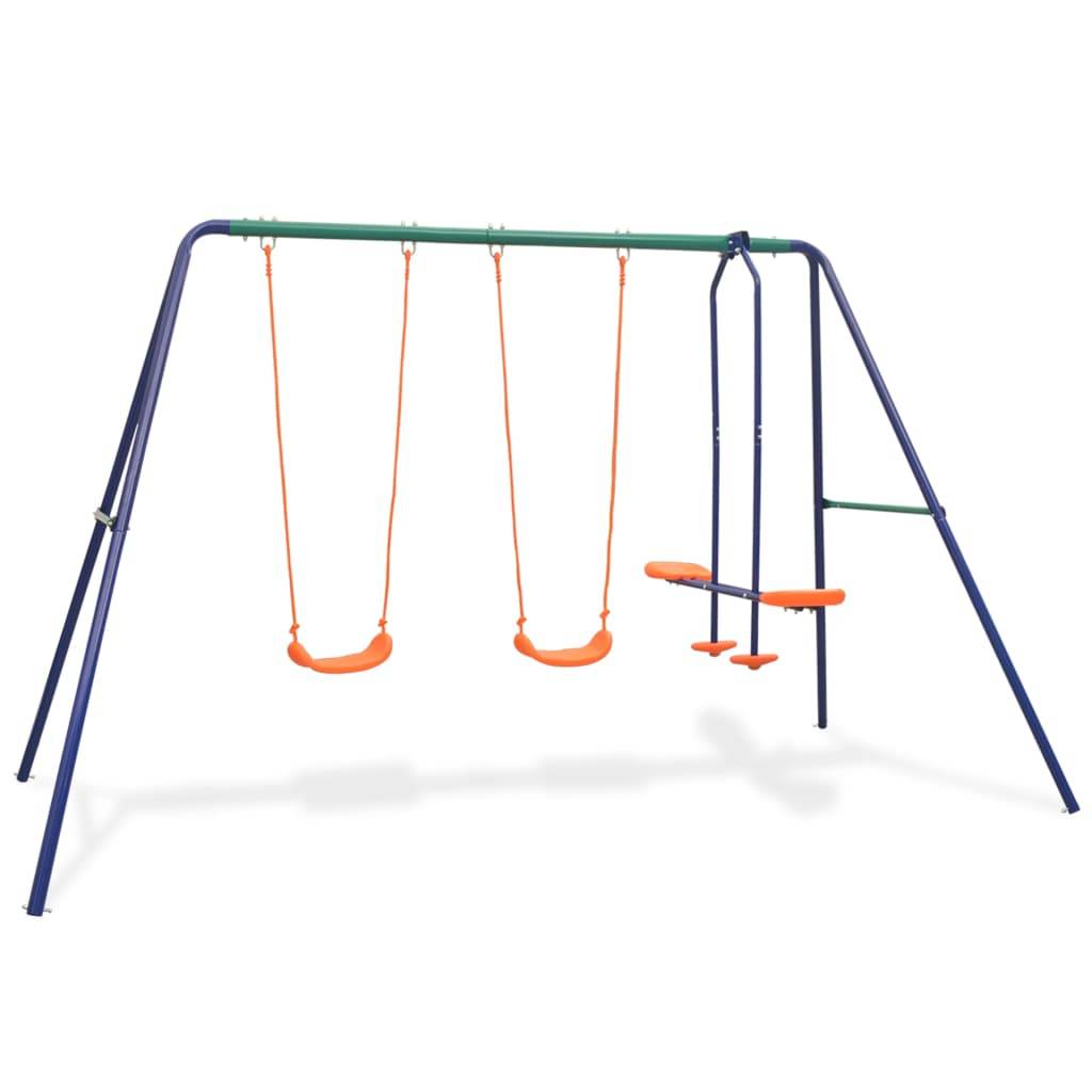 Helloshop26 - Ensemble de balançoires 324 x 155 x 182 cm avec 4 sièges orange - Imagen 1