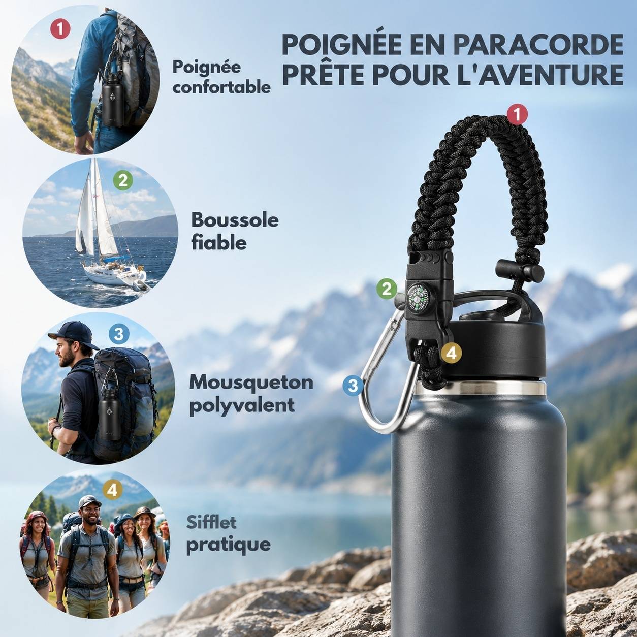 Bouteille Isotherme Acier Inoxydable 2L, Étanche, 48h Froide 24h Chaud - Image 4