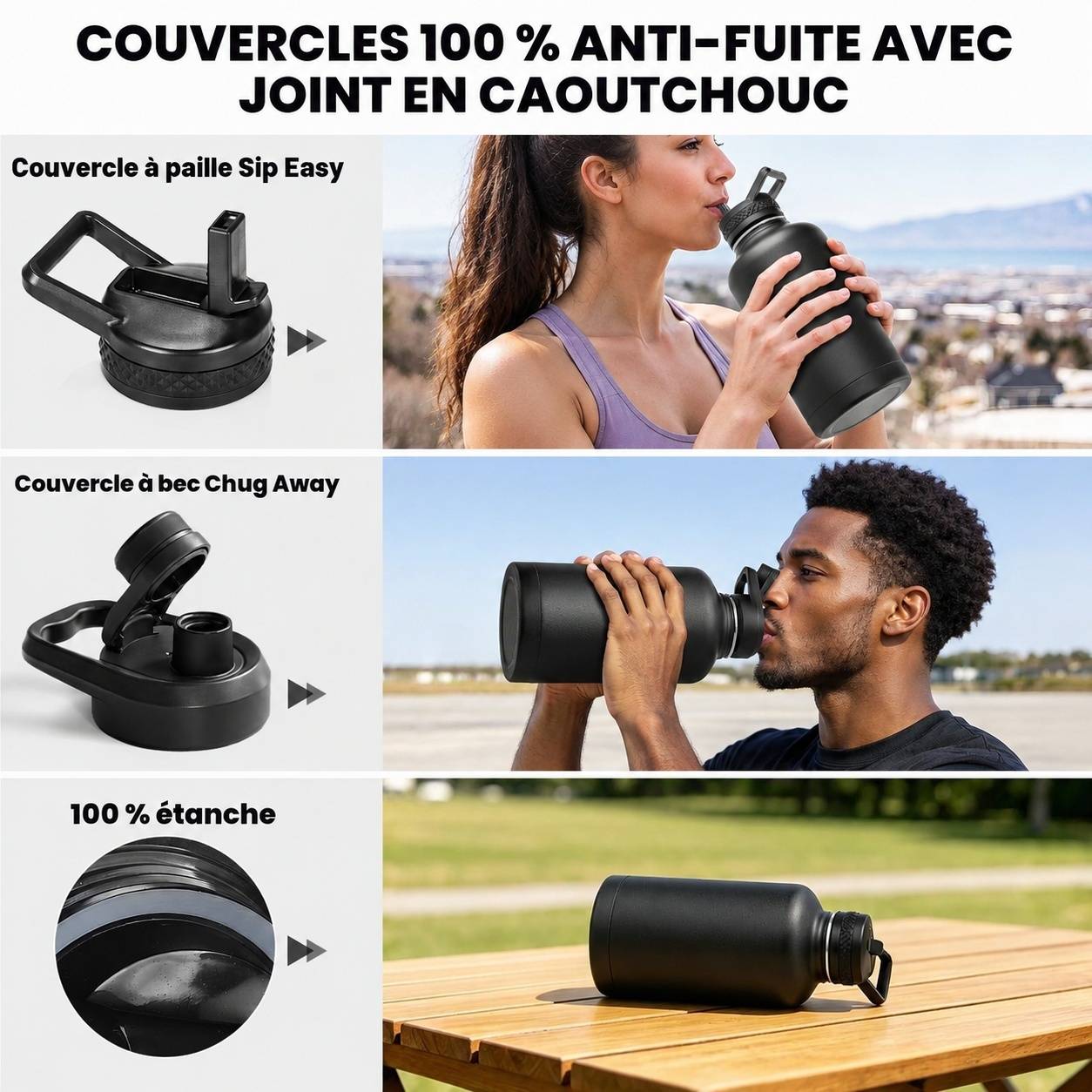 Bouteille Isotherme Acier Inoxydable 2L, Étanche, 48h Froide 24h Chaud - Image 3