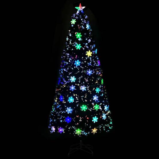 Sapin de Noël - Arbre de Noël et flocons de neige LED Noir 180 cm Fibre optique - Image 3