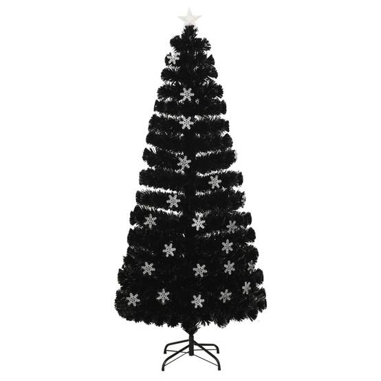 Sapin de Noël - Arbre de Noël et flocons de neige LED Noir 180 cm Fibre optique - Image 1