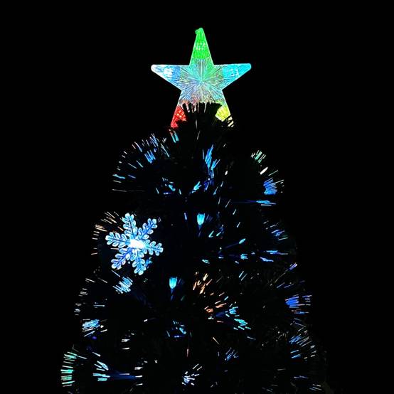 Sapin de Noël - Arbre de Noël et flocons de neige LED Noir 180 cm Fibre optique - Image 4