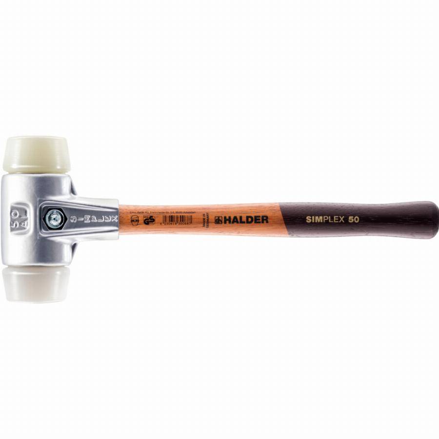 Maillet HALDER SIMPLEX Superplastique / plastique avec boîtier en aluminium et manche en bois - D=60 mm - 3178.060