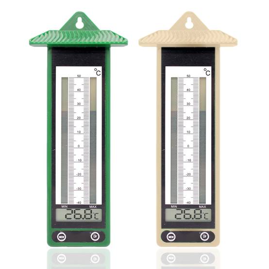 Fishtec - Lot de 2 Thermomètres Digitaux Extérieurs Mini Maxi LCD - Fixation murale facile - Image 1
