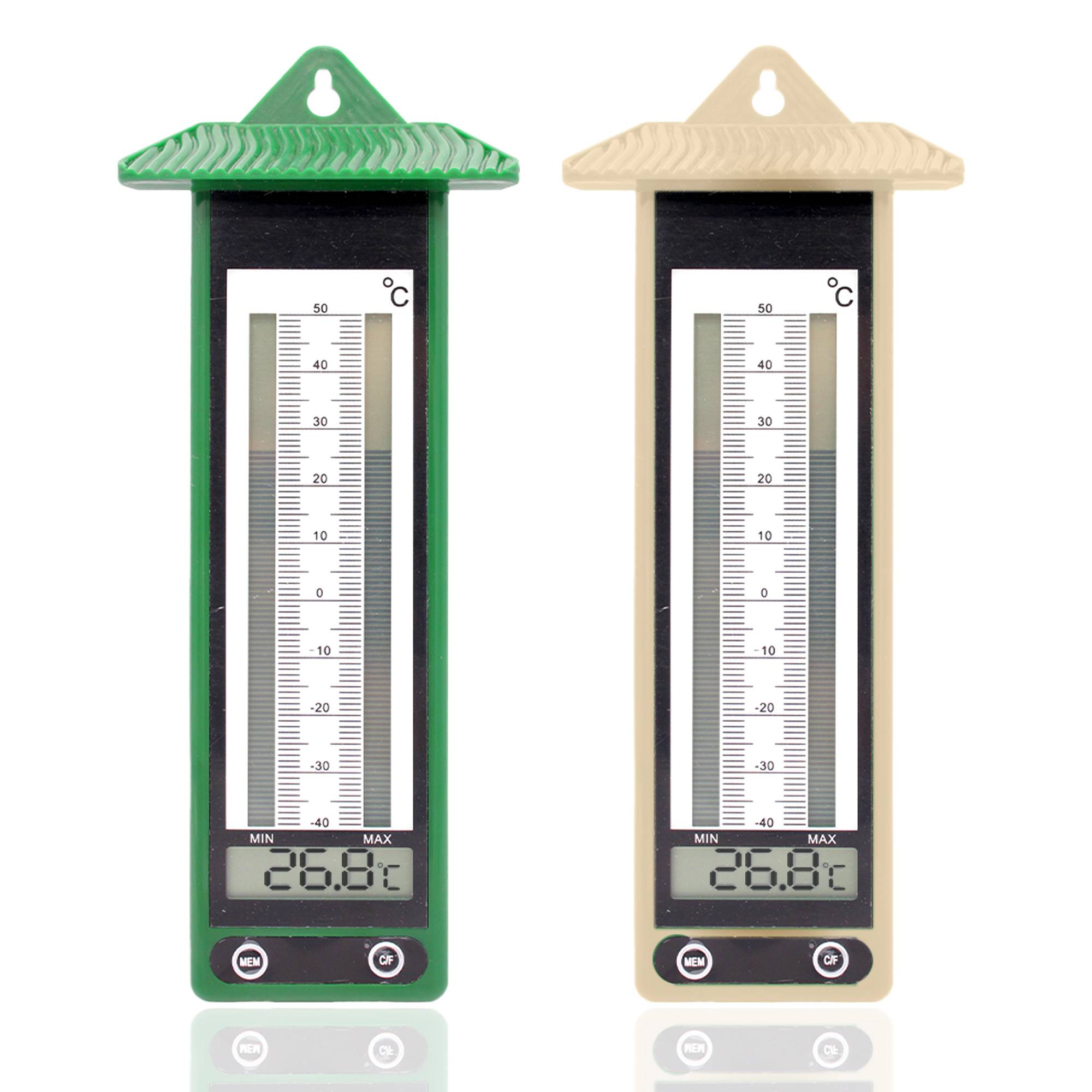 Fishtec - Lot de 2 Thermomètres Digitaux Extérieurs Mini Maxi LCD - Fixation murale facile - Image 1