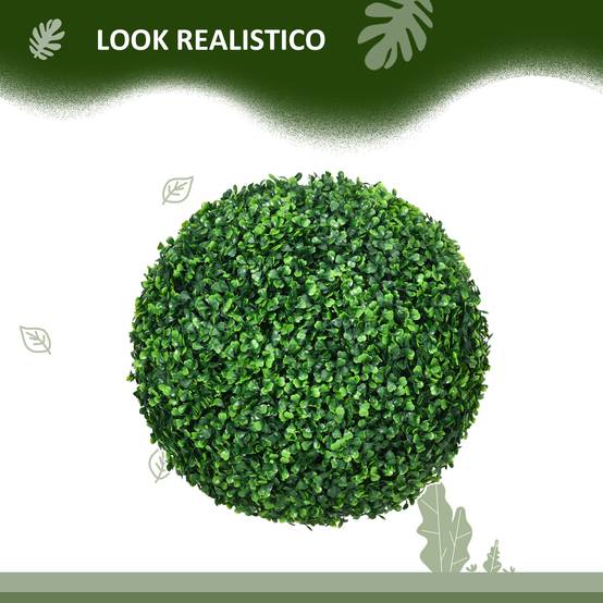 Set 2 sphères de buis artificiel Ø40cm, déco intérieur/extérieur, vert - Image 6